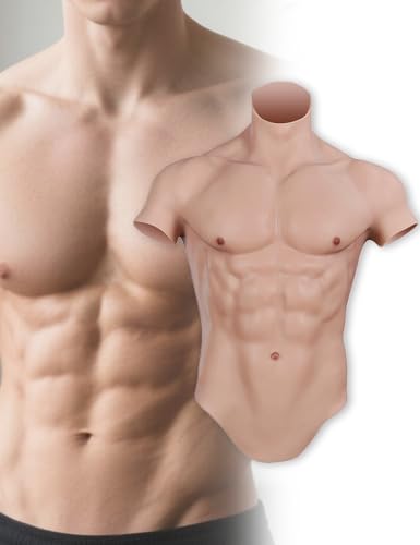 kikookikoo Silicone Muscle for Crossdressers Simulation Male Realistic Muscle High Collar for Transgender Cosplay Halloween