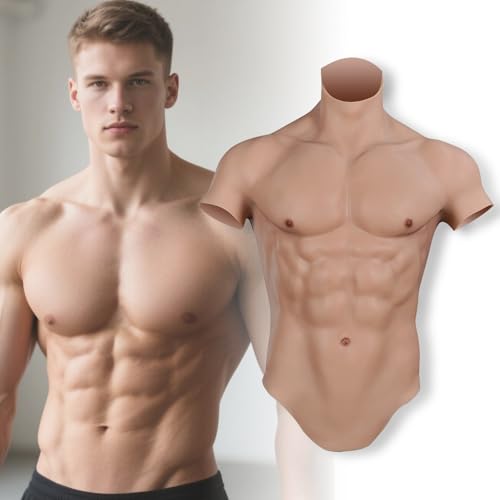 kikookikoo Silicone Muscle for Crossdressers Simulation Male Realistic Muscle High Collar for Transgender Cosplay Halloween