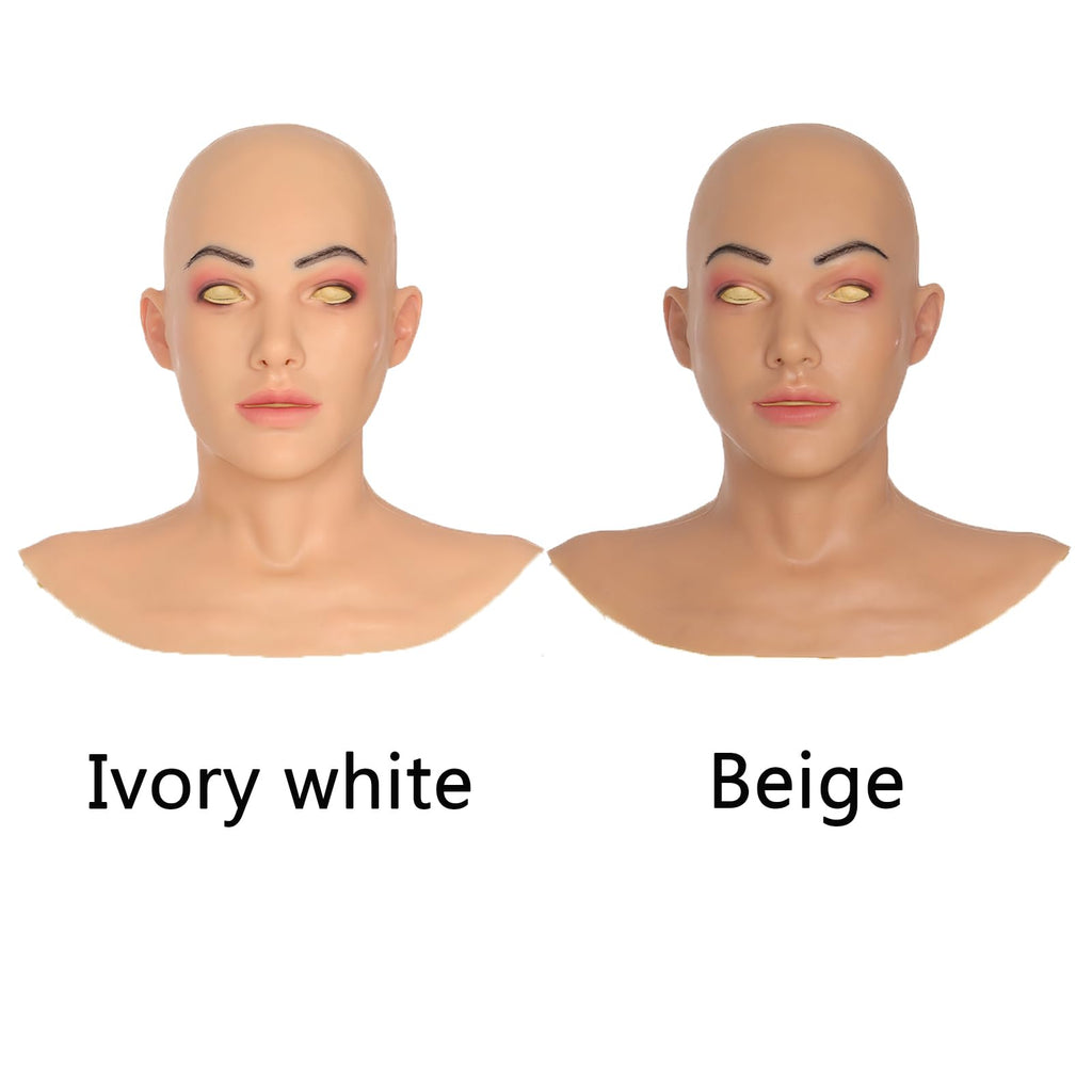 Silicone Female Head Mask Realistic Face with Makeup Beauty Masks Crossdresser Cosplay Transgender