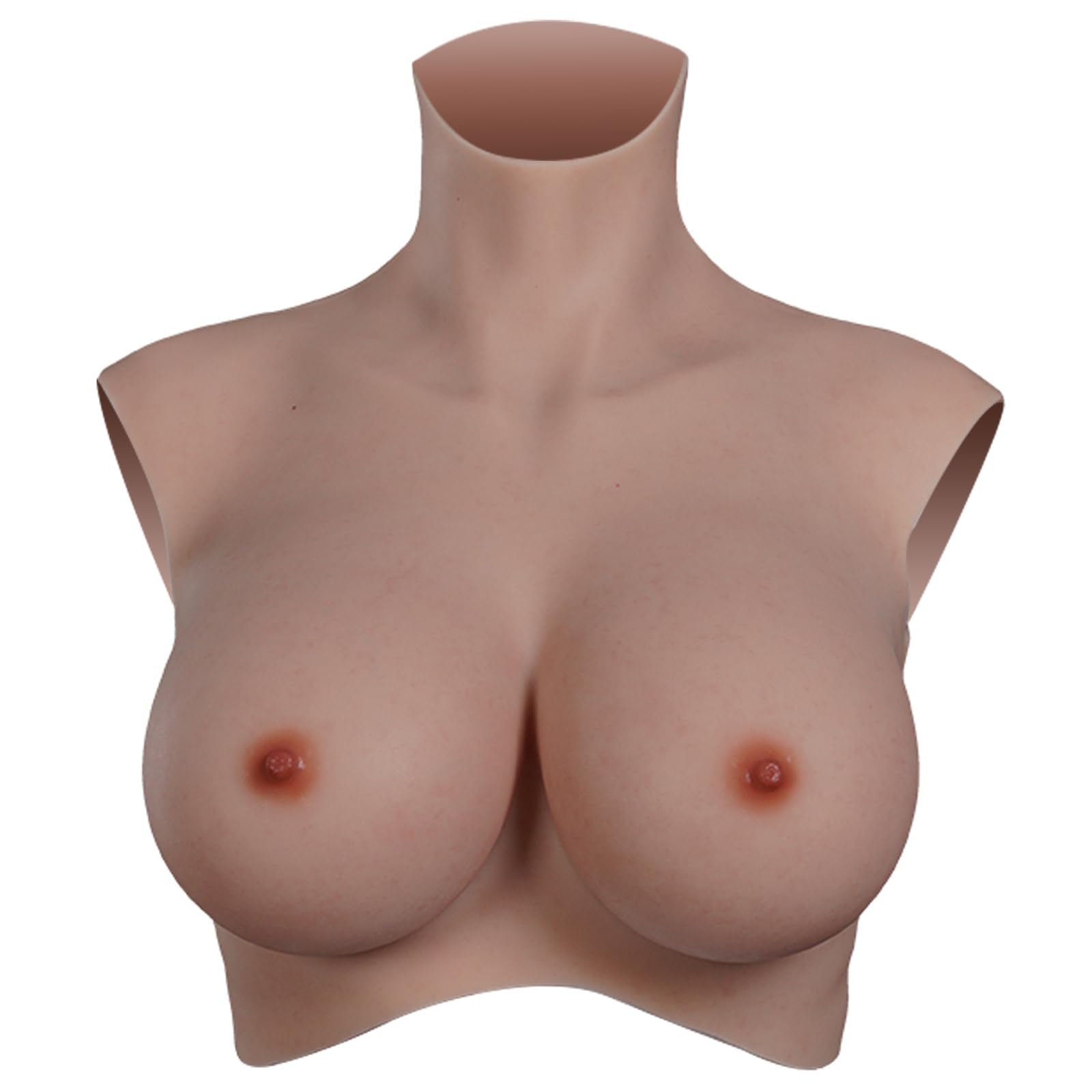 kikookikoo Silicone Breastplate for Crossdressers High Collar Realistic Fake Breast forms for Transgender Drag Queen Cosplay