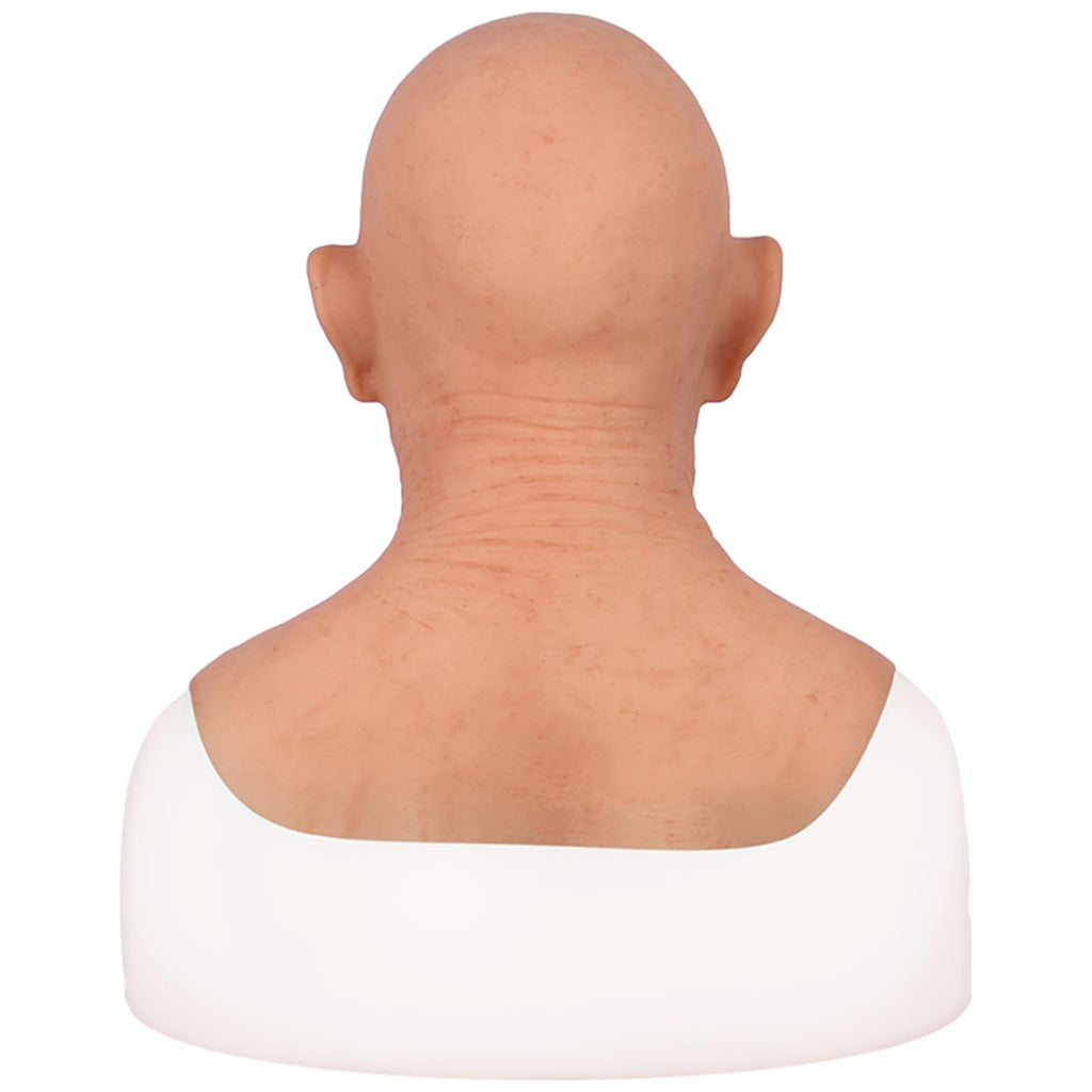 kikookikoo Realistic Old Man Silicone Head Mask for Halloween Cosplay Full Face Skin Makeup without mustache