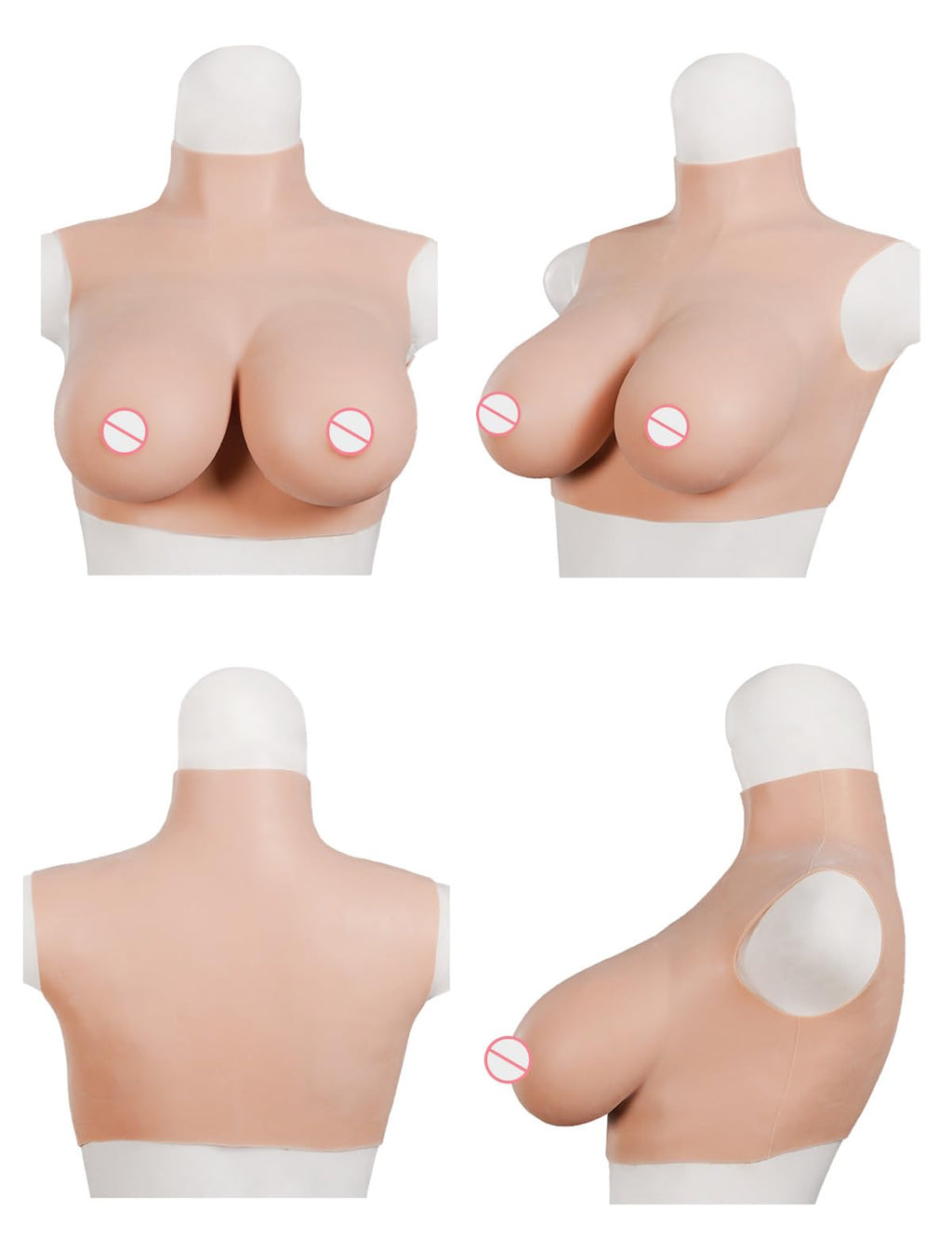 Silicone Breast Plate Forms Fake Boobs Breastplate High Collar Realistic Cosplay Drag Queen Transgender