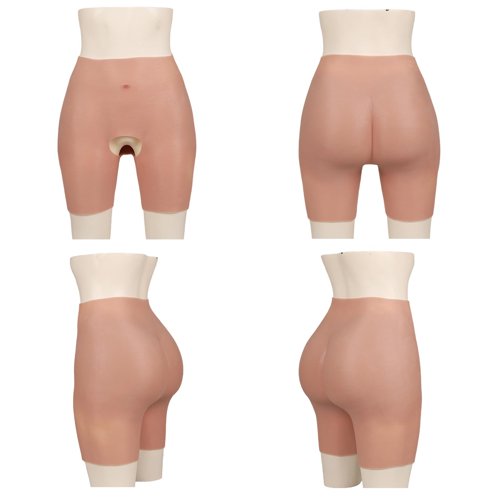 Silicone Hip & Butt Enhancer Shorts, Realistic Curve Pads with Open-Crotch Easy Wear for Crossdresser & Cosplay