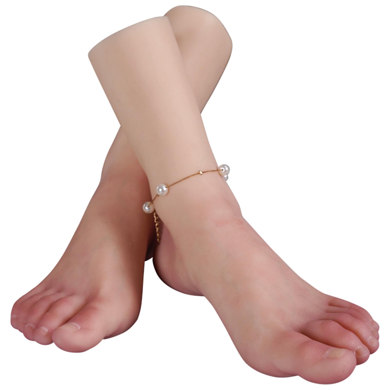 kikookikoo Silicone Foot Mannequin for Display - Lifesize Realistic Female Feet Model for Shoe Fitting, Sock Modeling, Jewelry Photography, and Art Drawing,a pair