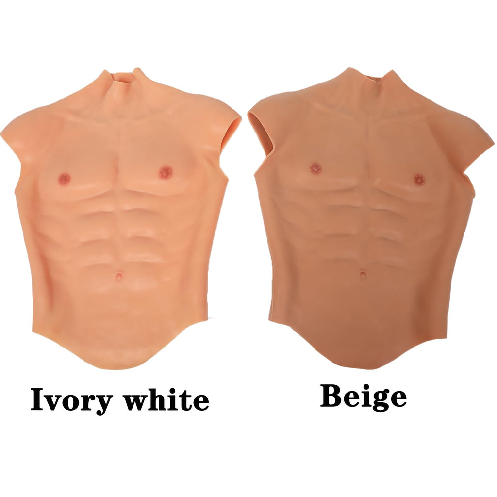 Silicone Muscle Suit High Collar Fake Male Chest Abdomen Custume Realistic Cosplay Transgender Props