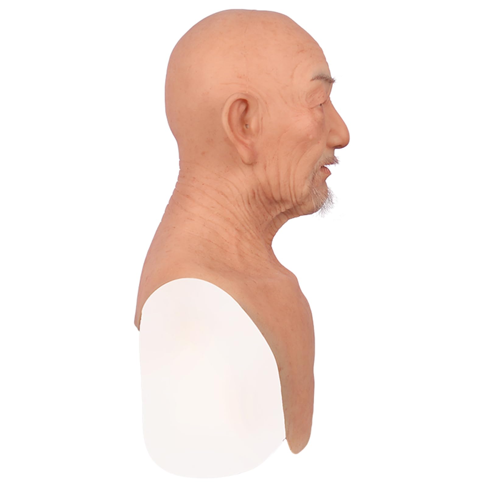 kikookikoo Realistic Old Man Silicone Head Mask for Halloween Cosplay Full Face Skin Makeup without mustache