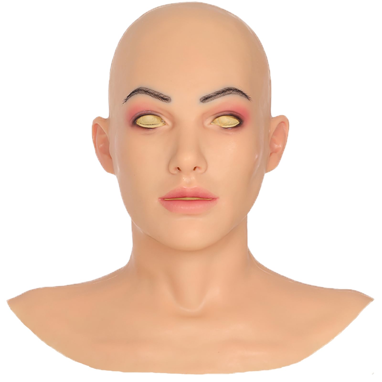 Silicone Female Head Mask Realistic Face with Makeup Beauty Masks Crossdresser Cosplay Transgender