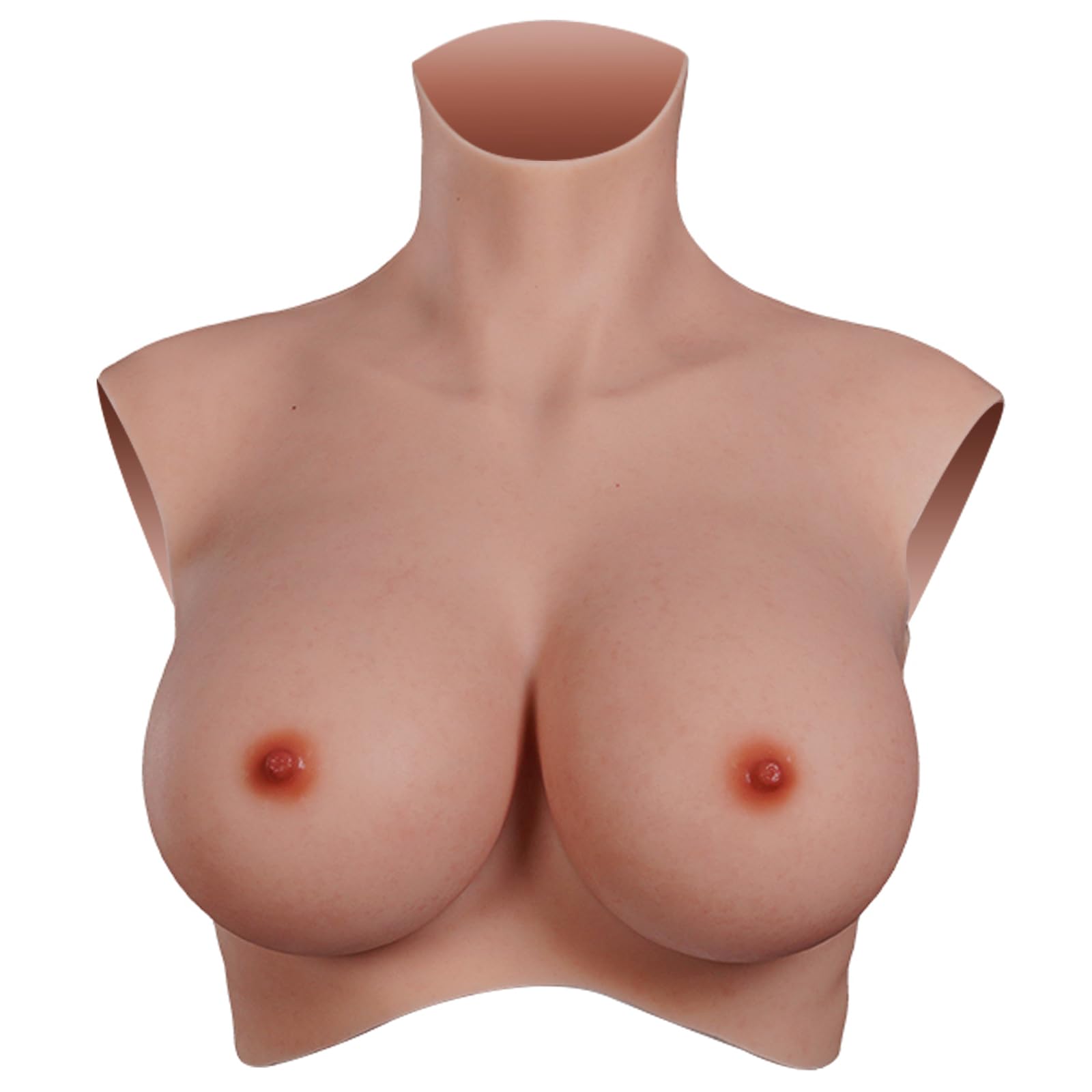 kikookikoo Silicone Breastplate for Crossdressers High Collar Realistic Fake Breast forms for Transgender Drag Queen Cosplay