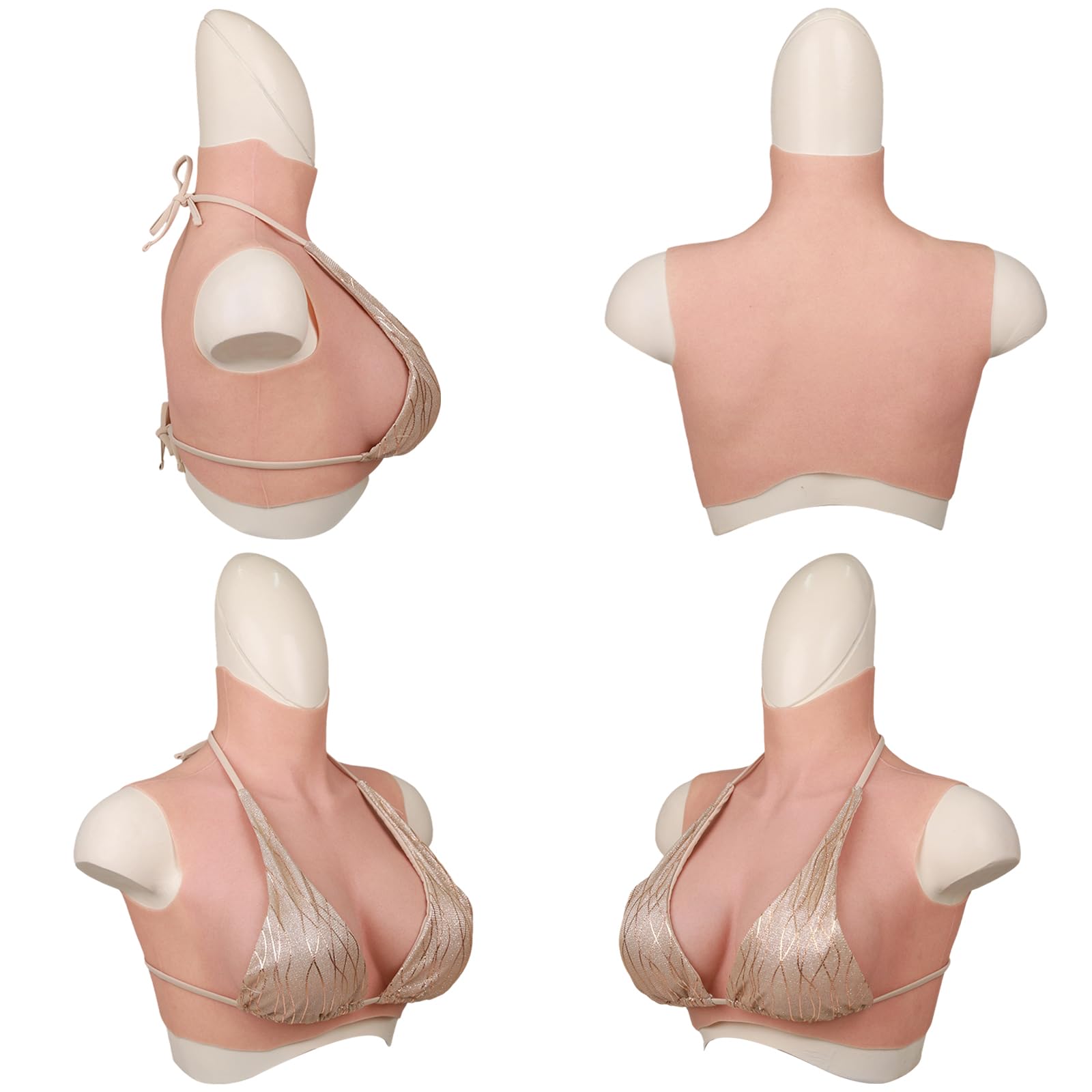 Realistic Silicone Breastplate C–H Cup, Fake Boobs Breast Forms Chest Plate for Crossdresser & Transgender Cosplay