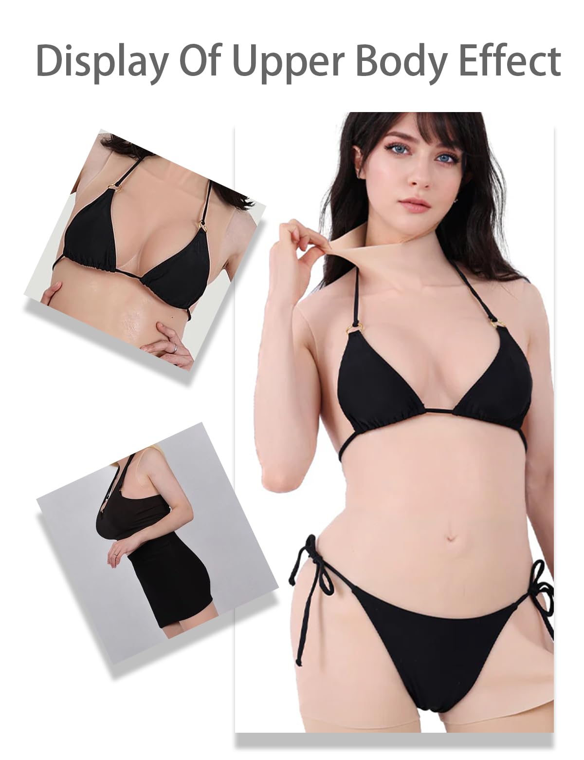 Realistic Silicone Short Bodysuit Breast Form with C-E Cup for Transgender Crossdresser Cosplay Outfit