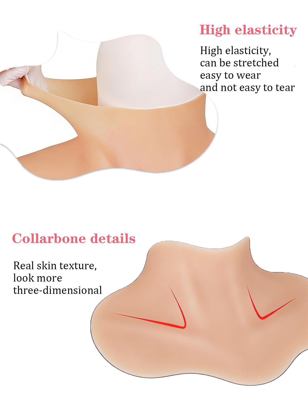 Silicone Breast Plate Forms Fake Boobs Breastplate High Collar Realistic Cosplay Drag Queen Transgender