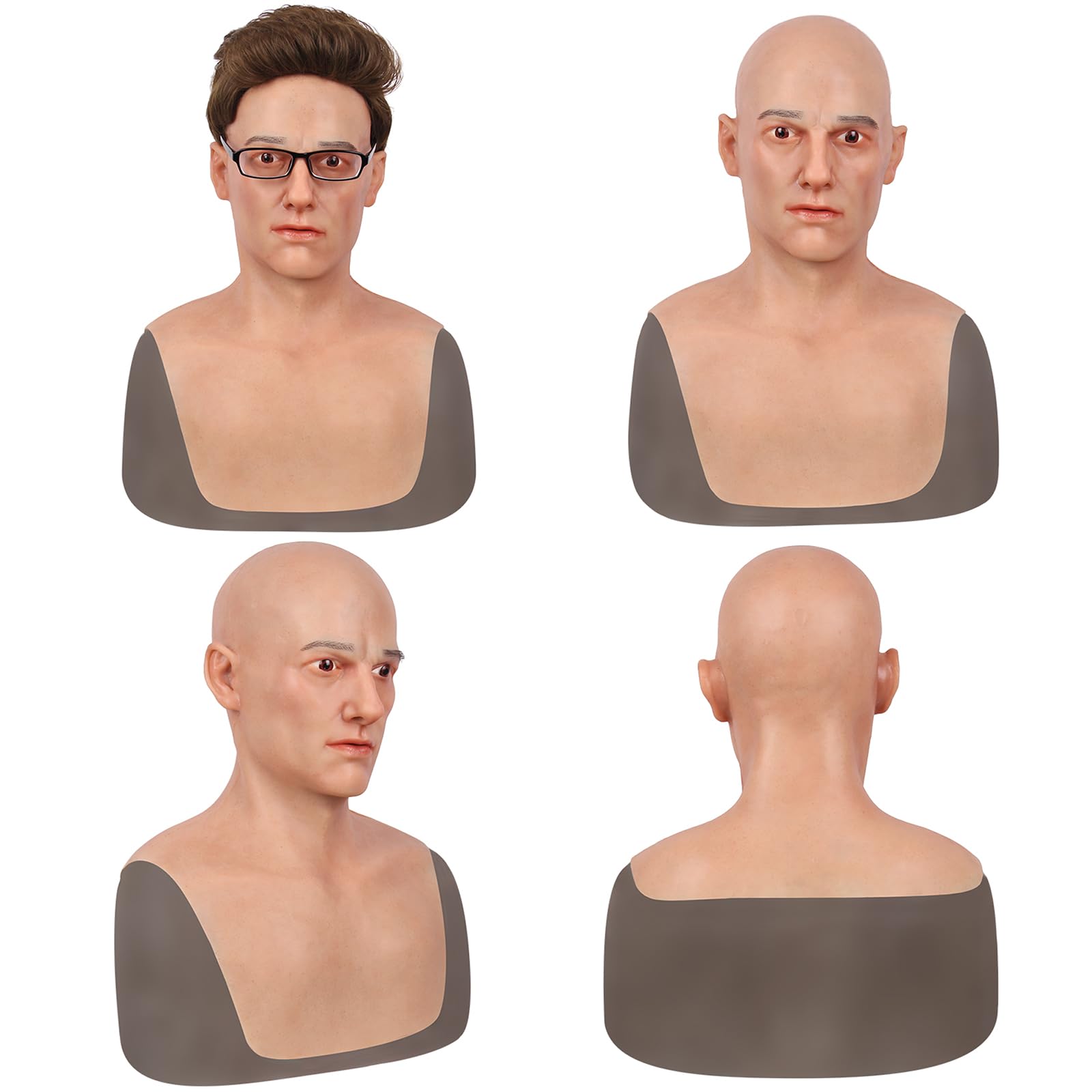 kikookikoo Realistic Silicone Full Head Mask Natural Handsome Face for Men Cosplay Crossdresser Halloween