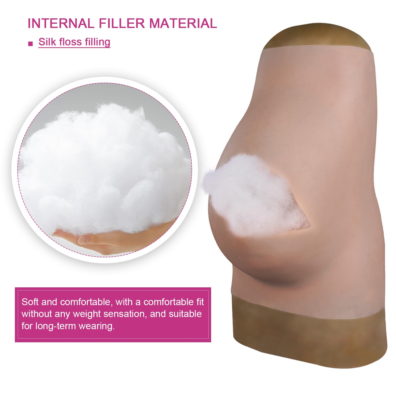 kikookikoo Silicone Pregnant Belly 6-9 Month, Realistic Wearable Fake Baby Bump for Maternity Simulation, Theater Stage