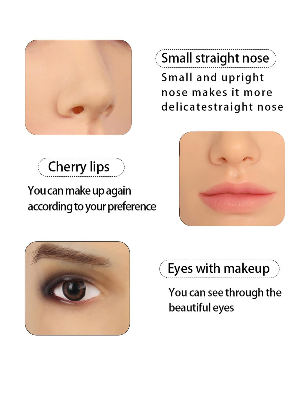 Silicone Female Head Mask Realistic Face with Makeup Beauty Masks Crossdresser Cosplay Transgender
