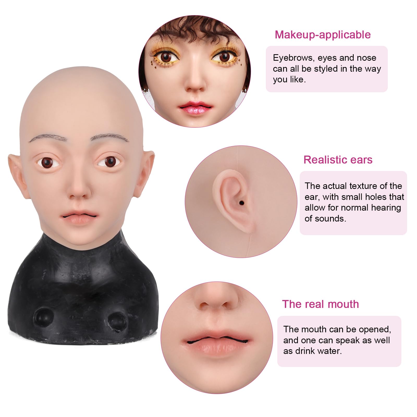 kikookikoo Realistic Silicone Full Face Mask for Adults Female Cosplay Halloween Crossdresser Party Transformation