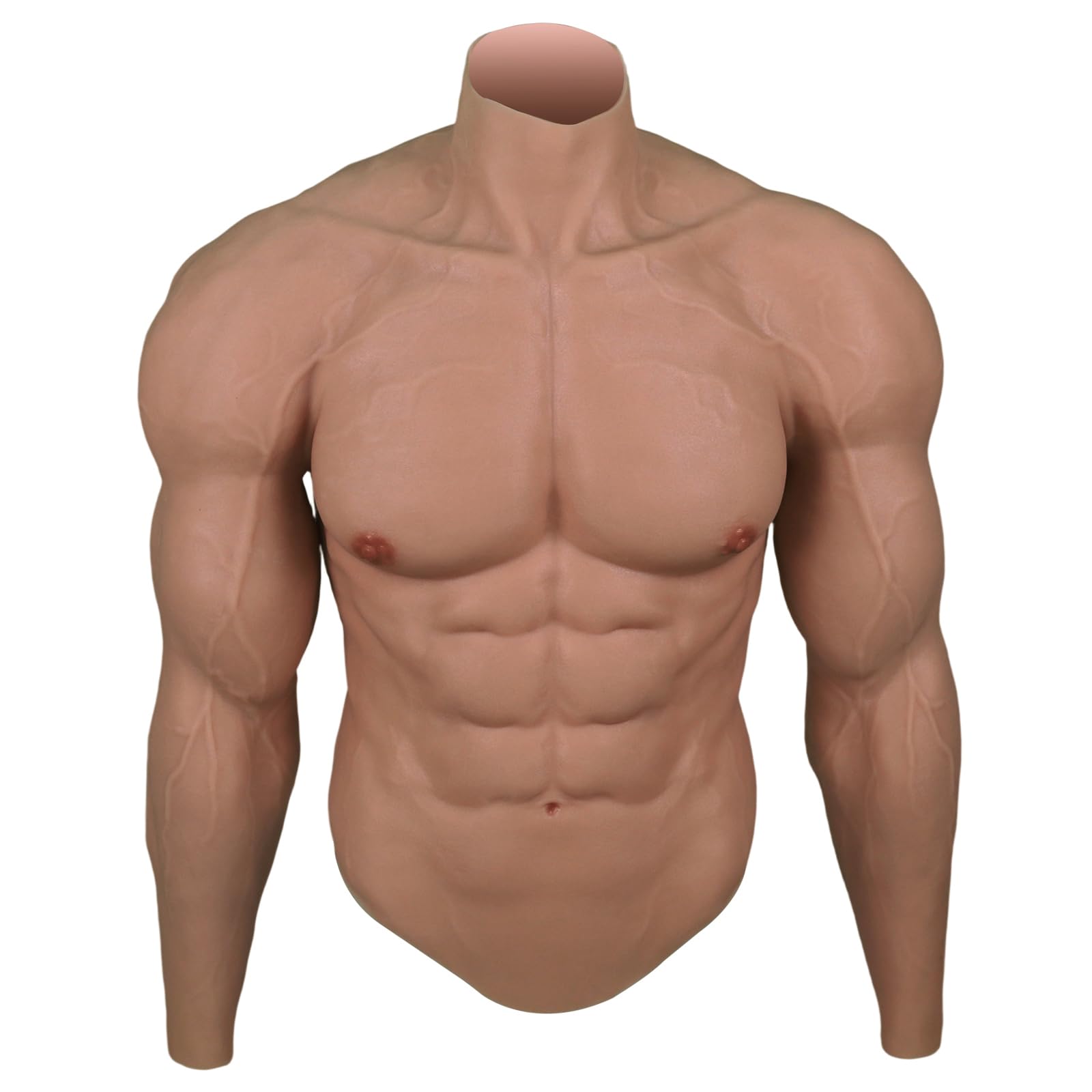 Silicone Muscle Suit with Arms for Men, Realistic Muscular Chest & Abs Half-Body Cosplay & Performance
