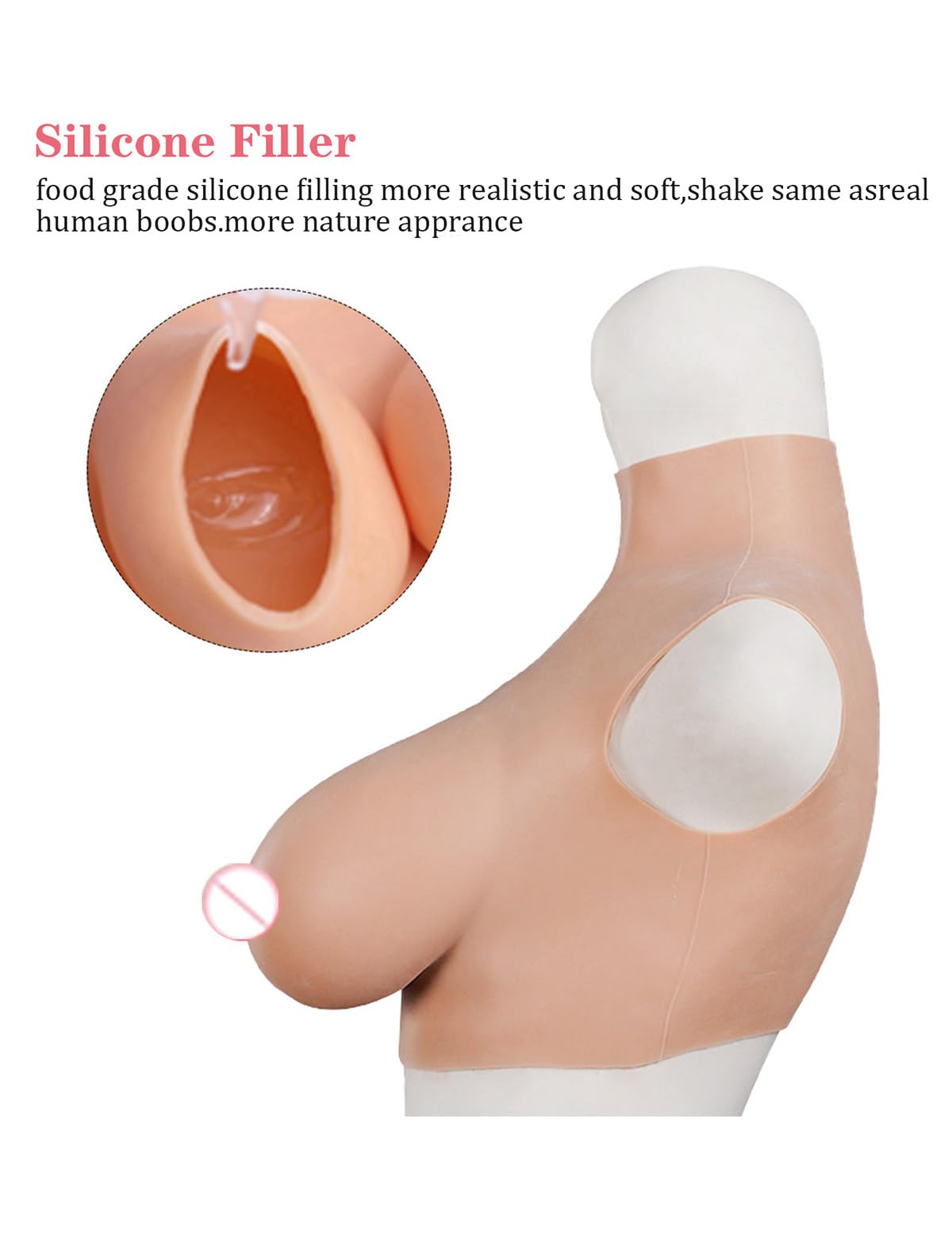 Silicone Breast Plate Forms Fake Boobs Breastplate High Collar Realistic Cosplay Drag Queen Transgender