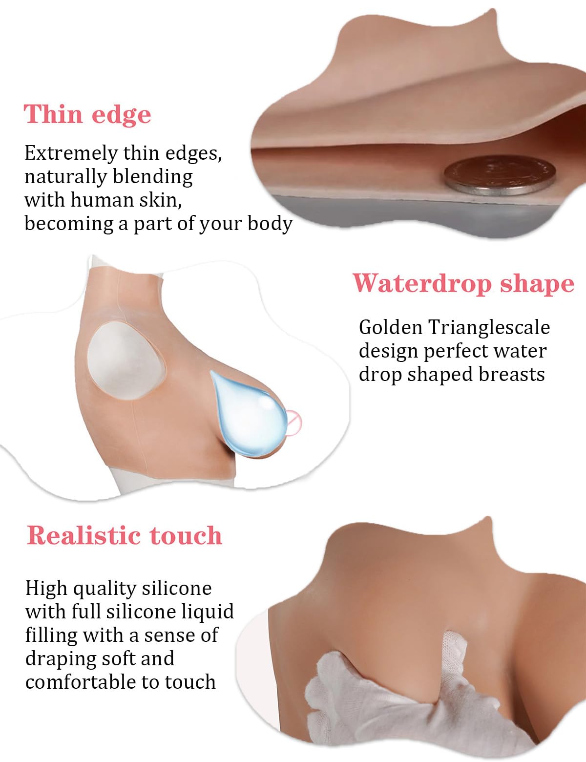 Silicone Breast Plate Forms Fake Boobs Breastplate High Collar Realistic Cosplay Drag Queen Transgender