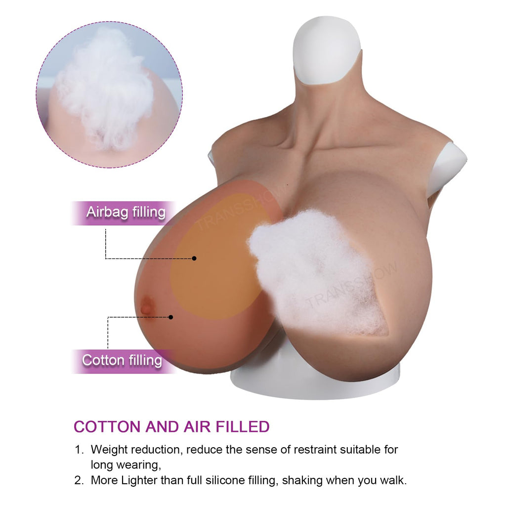 kikookikoo Silicone Breastplate for Crossdressers Bigger Fake Breast forms S/Z plus Cup for Transgender Drag Queen cosplay