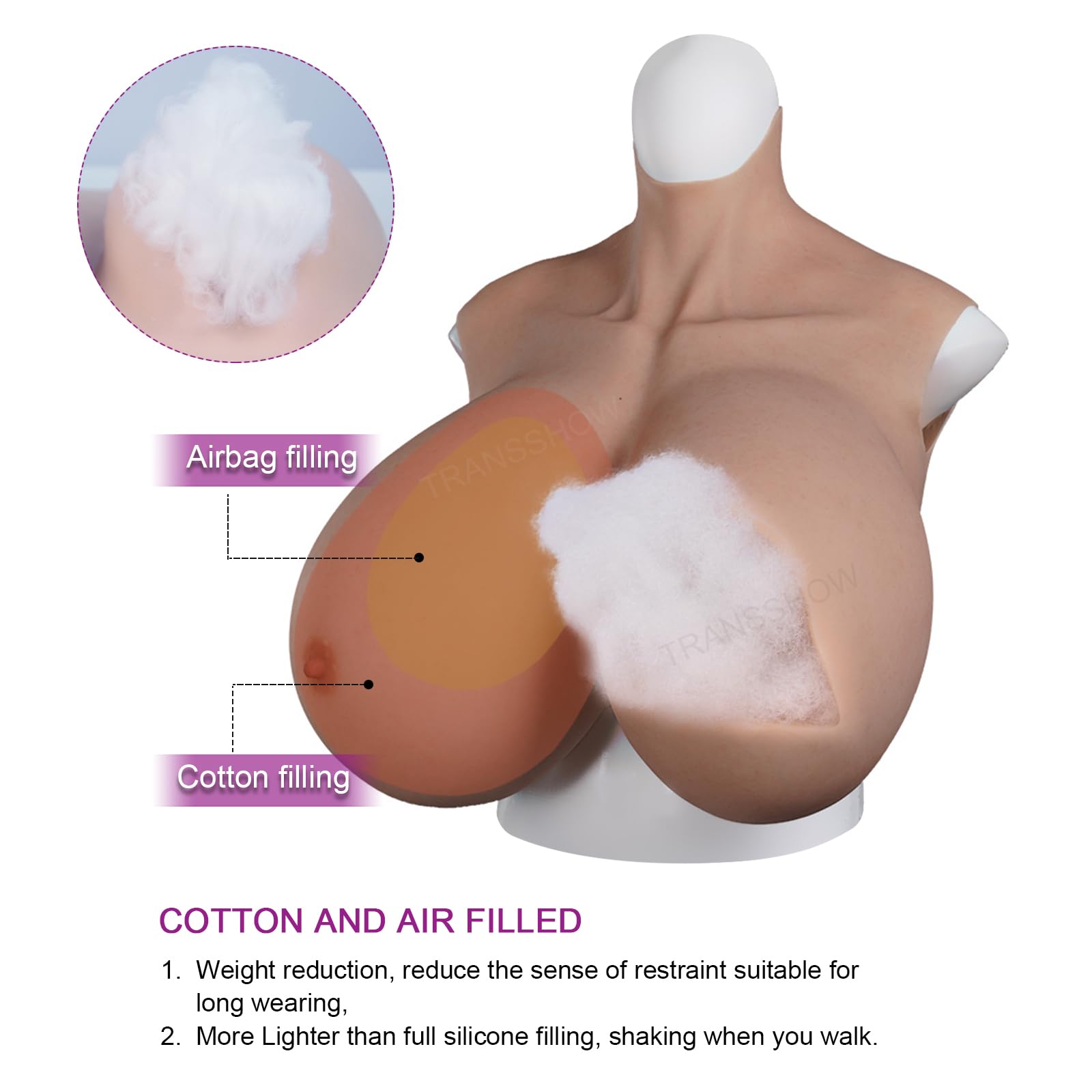 kikookikoo Silicone Breastplate for Crossdressers Bigger Fake Breast forms S/Z plus Cup for Transgender Drag Queen cosplay