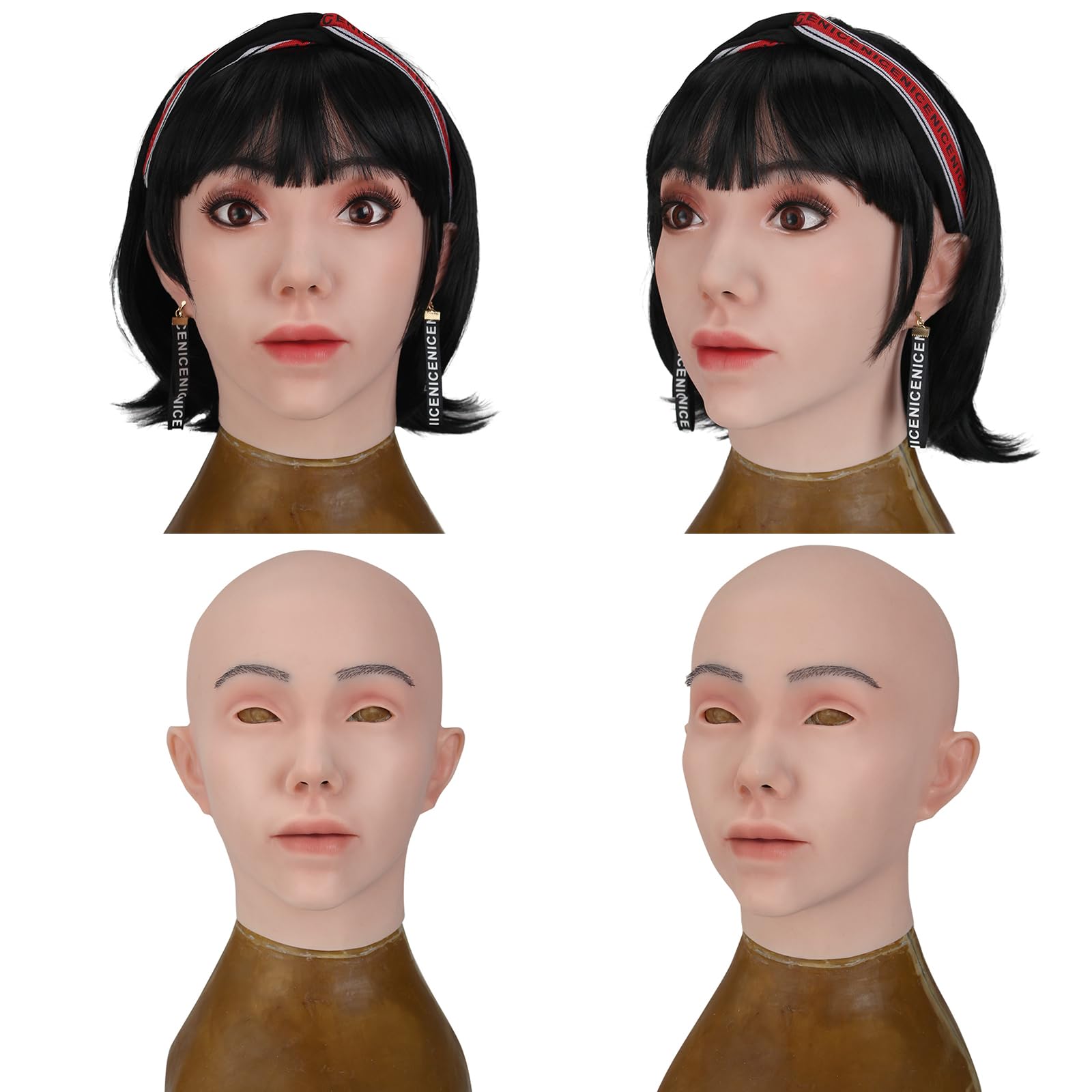 kikookikoo Realistic Soft Silicone Female Mask for Crossdress Halloween Wear Transgender Drag Queen Costume Party