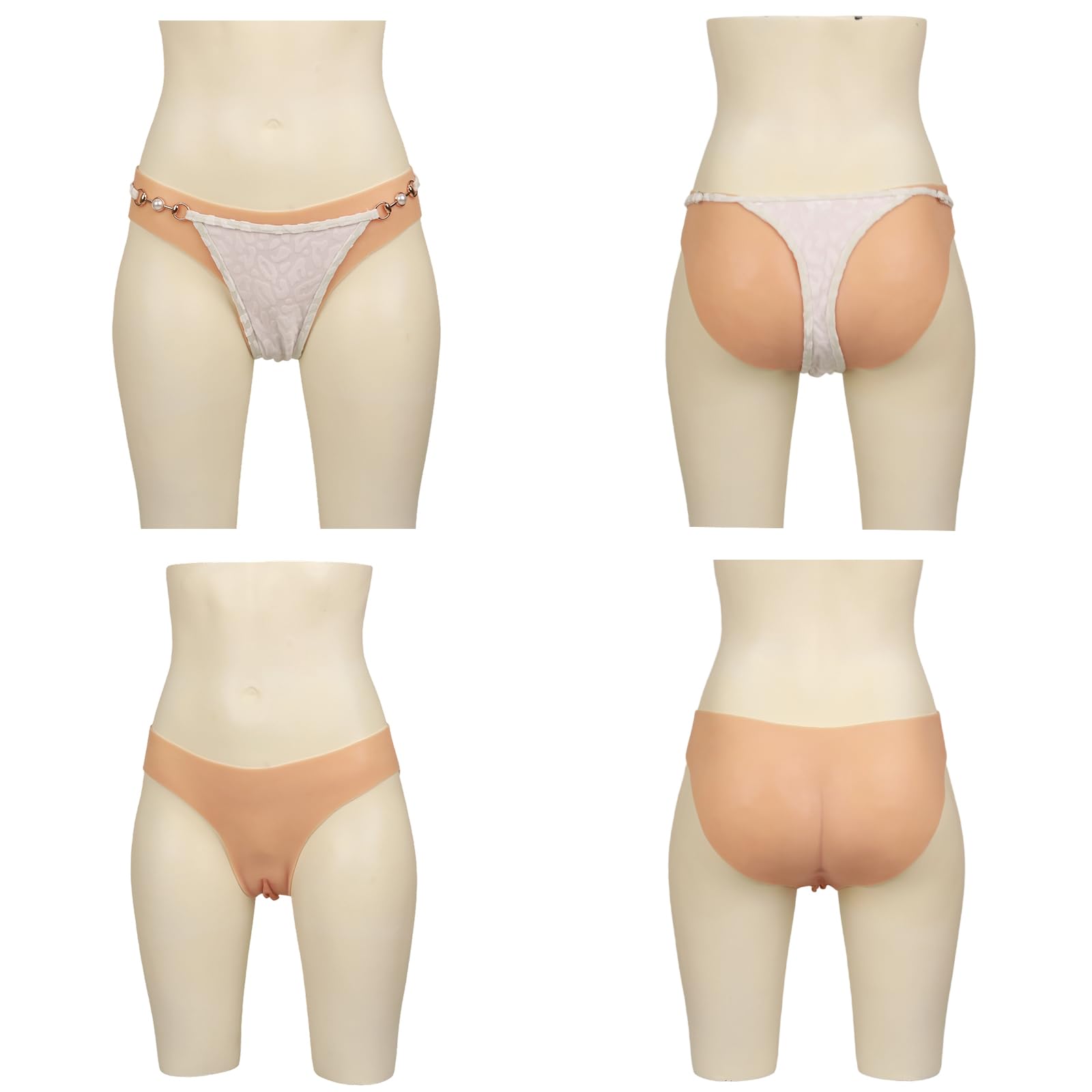 Silicone Prosthetic Vagina Pants for Transgender, Triangle / Hip / Mid-Thigh Styles with Urination Channel
