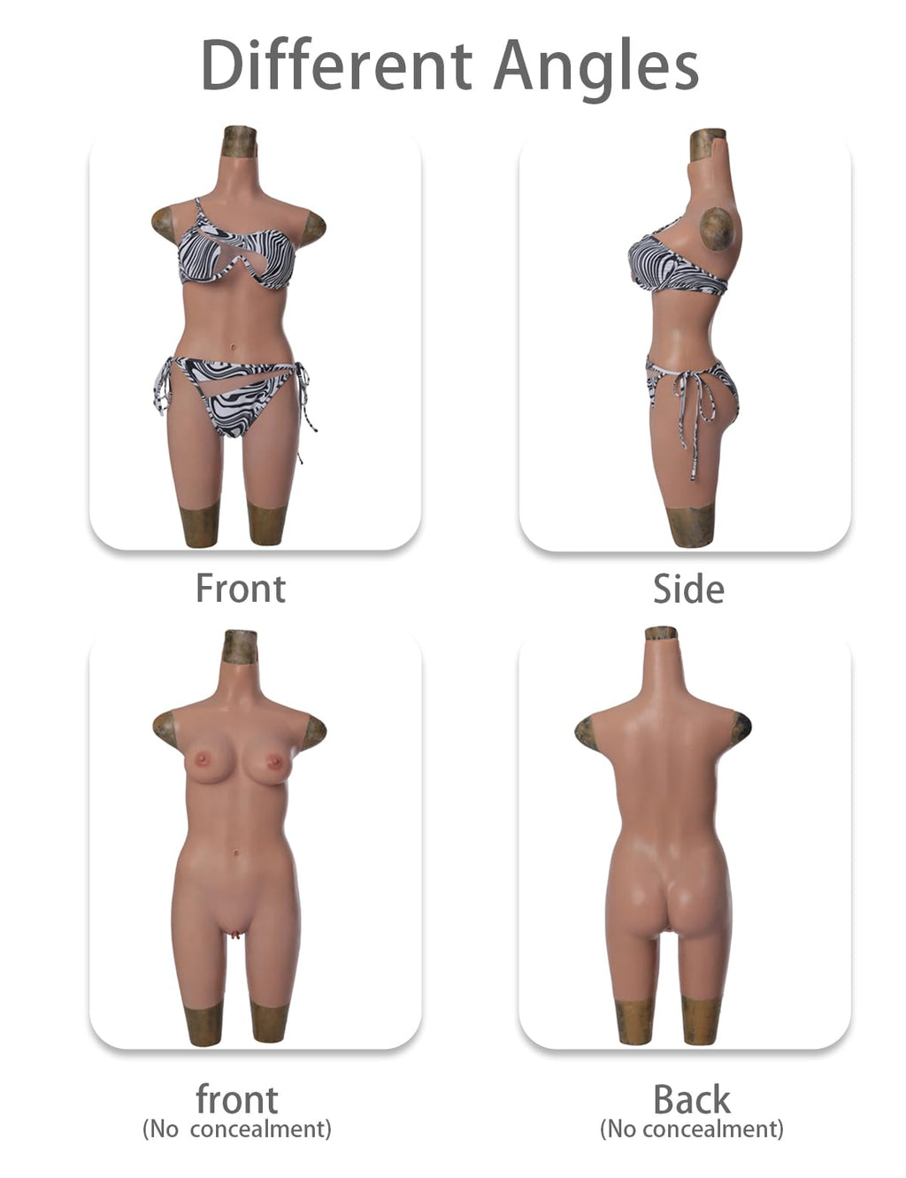Realistic Silicone Short Bodysuit Breast Form with C-E Cup for Transgender Crossdresser Cosplay Outfit