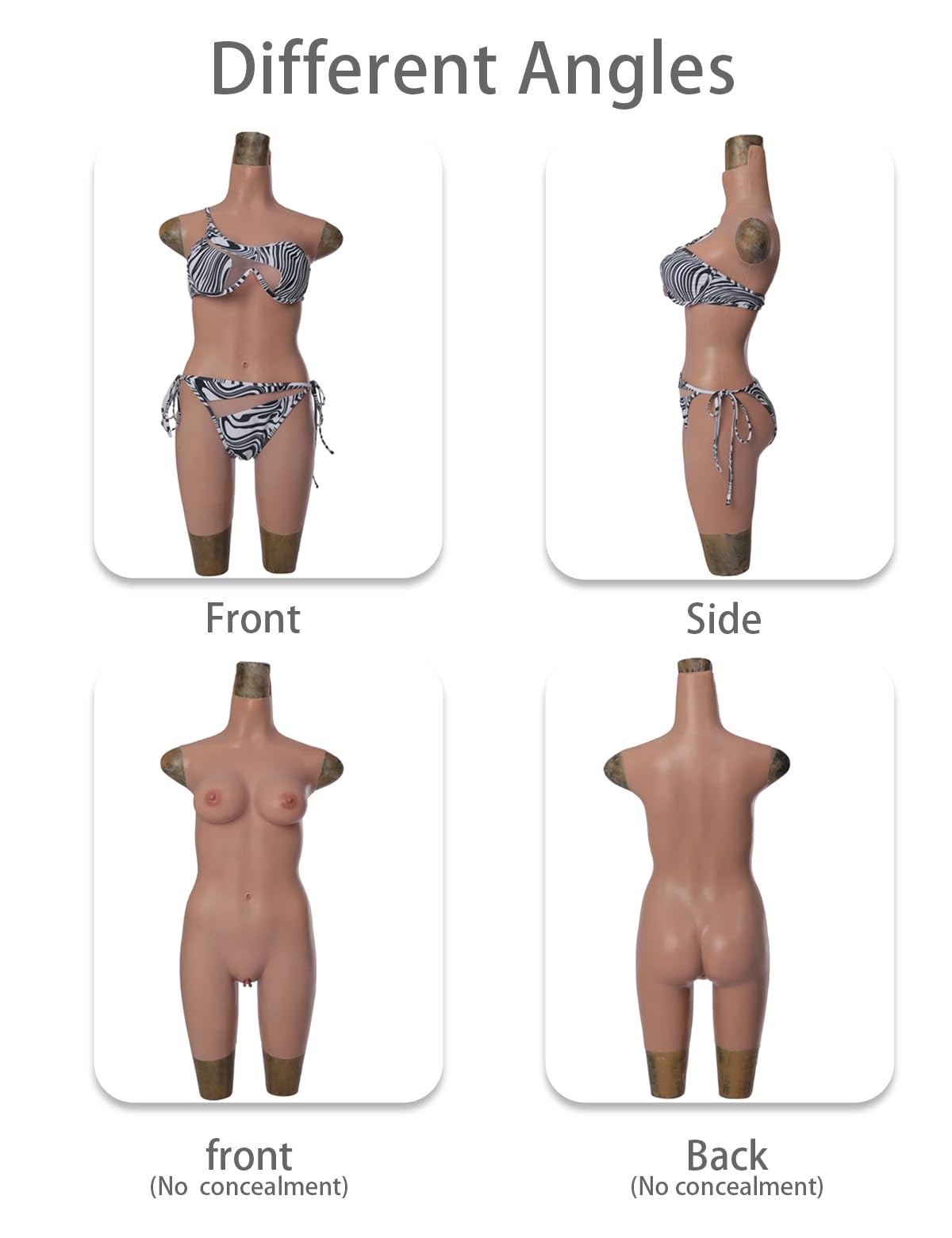 Realistic Silicone Short Bodysuit Breast Form with C-E Cup for Transgender Crossdresser Cosplay Outfit