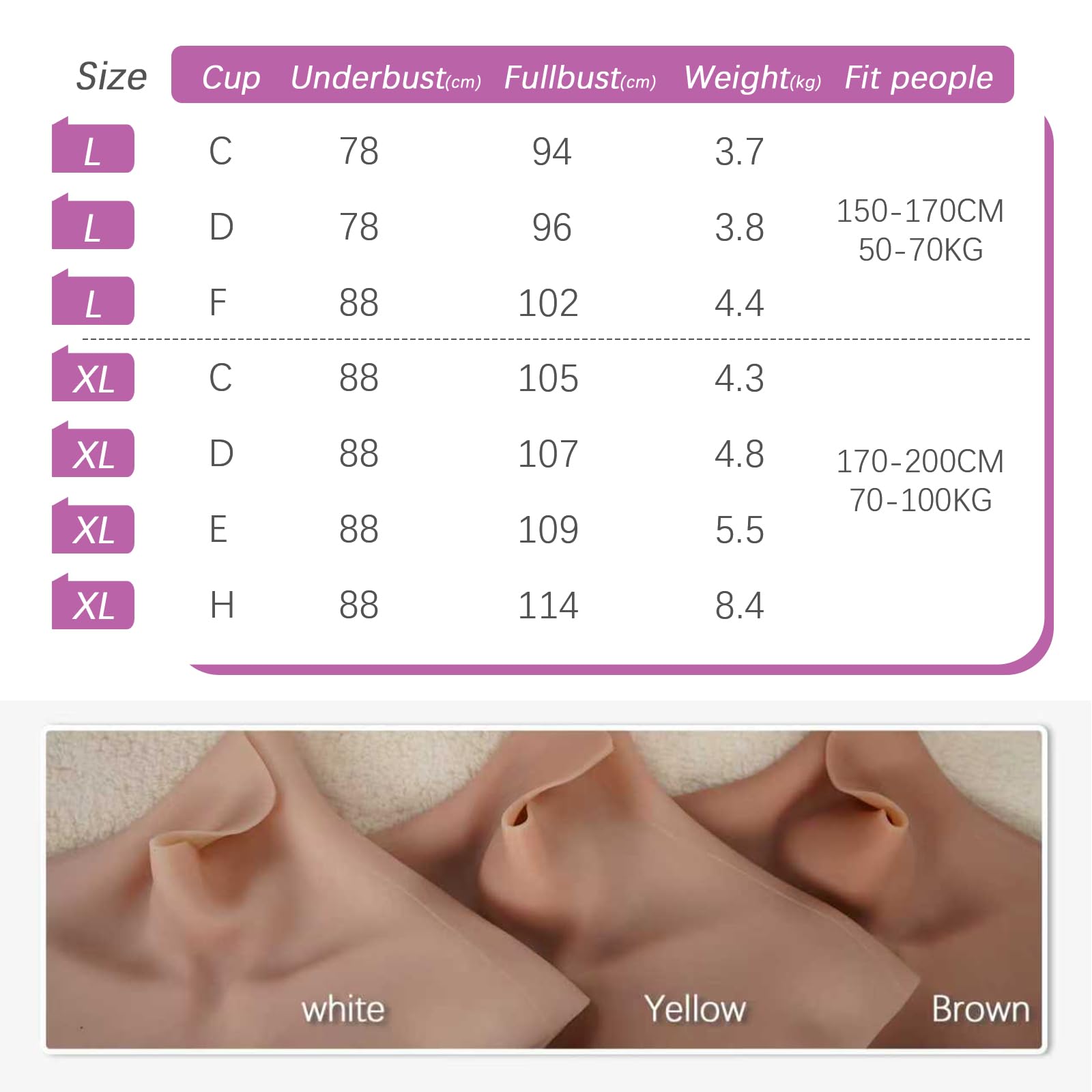 kikookikoo Silicone Breastplate for Crossdressers High Collar Realistic Fake Breast forms for Transgender Drag Queen Cosplay