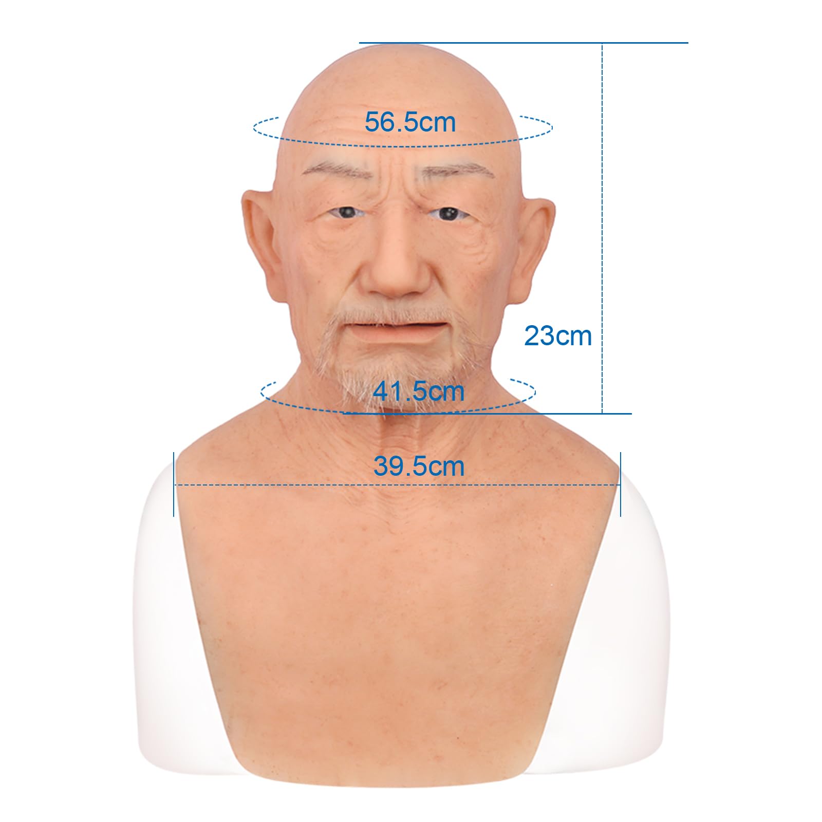 kikookikoo Realistic Old Man Silicone Head Mask for Halloween Cosplay Full Face Skin Makeup without mustache