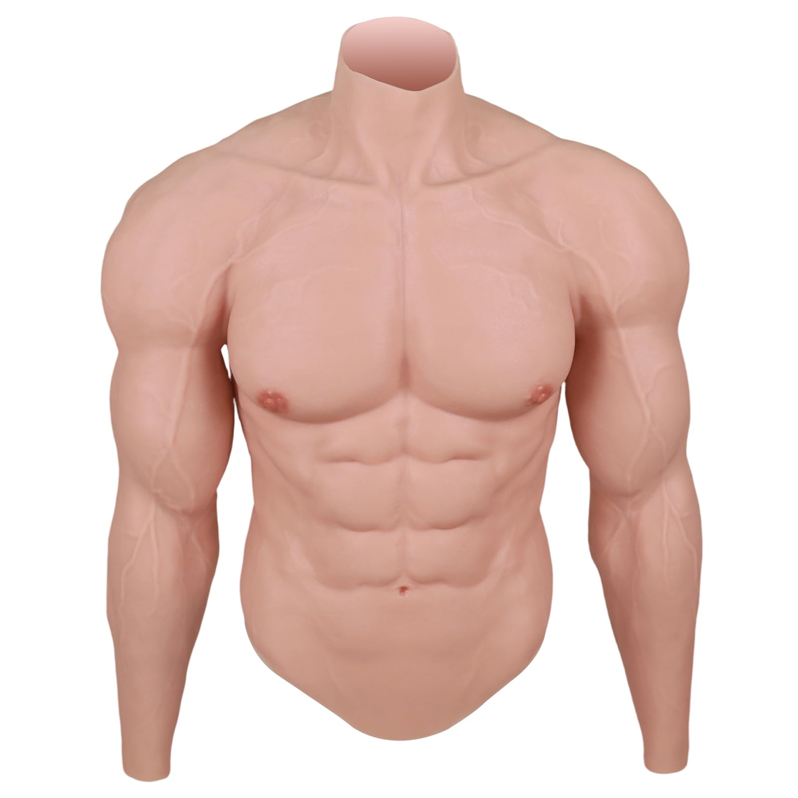 Silicone Muscle Suit with Arms for Men, Realistic Muscular Chest & Abs Half-Body Cosplay & Performance