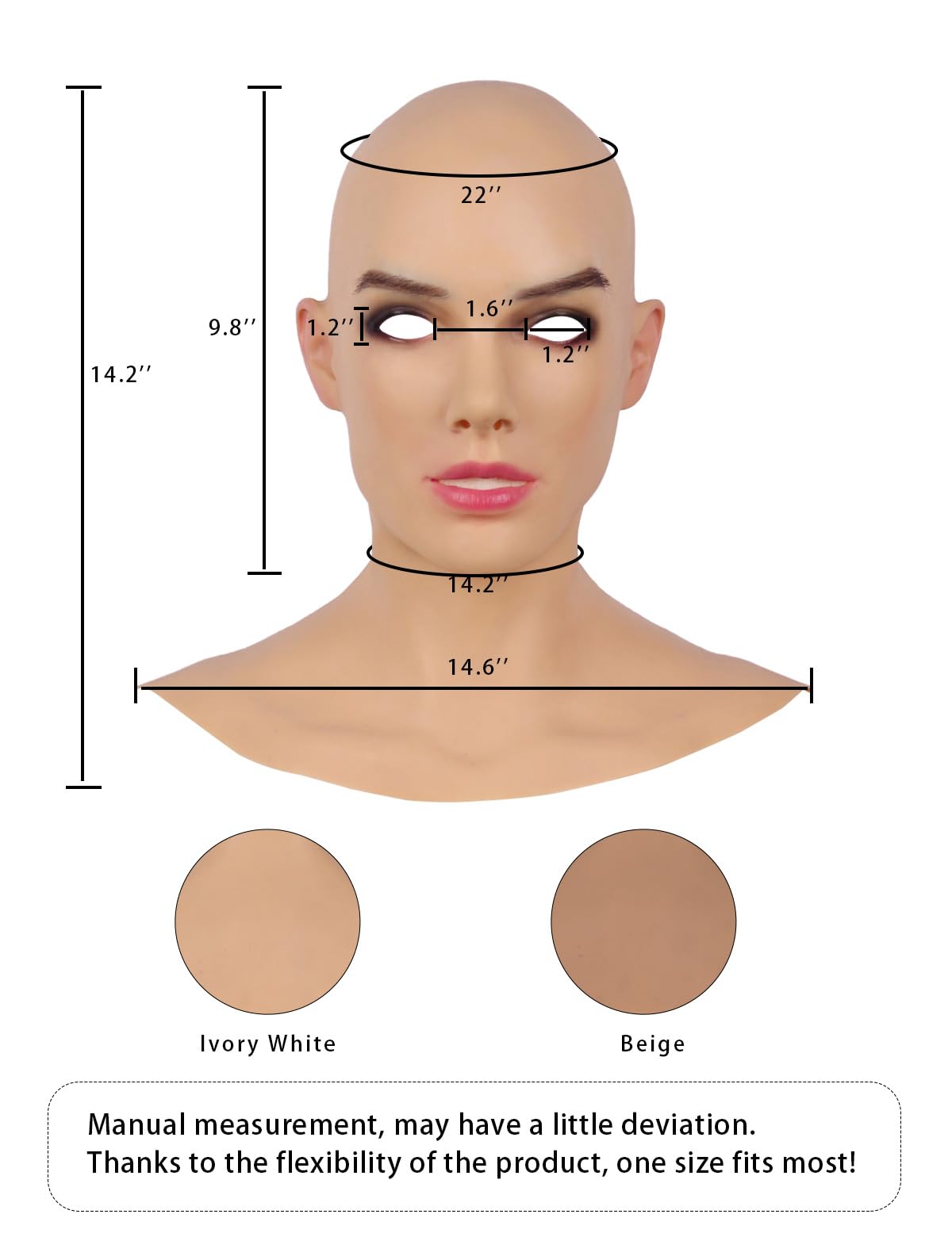 Silicone Female Head Mask Realistic Face with Makeup Beauty Masks Crossdresser Cosplay Transgender