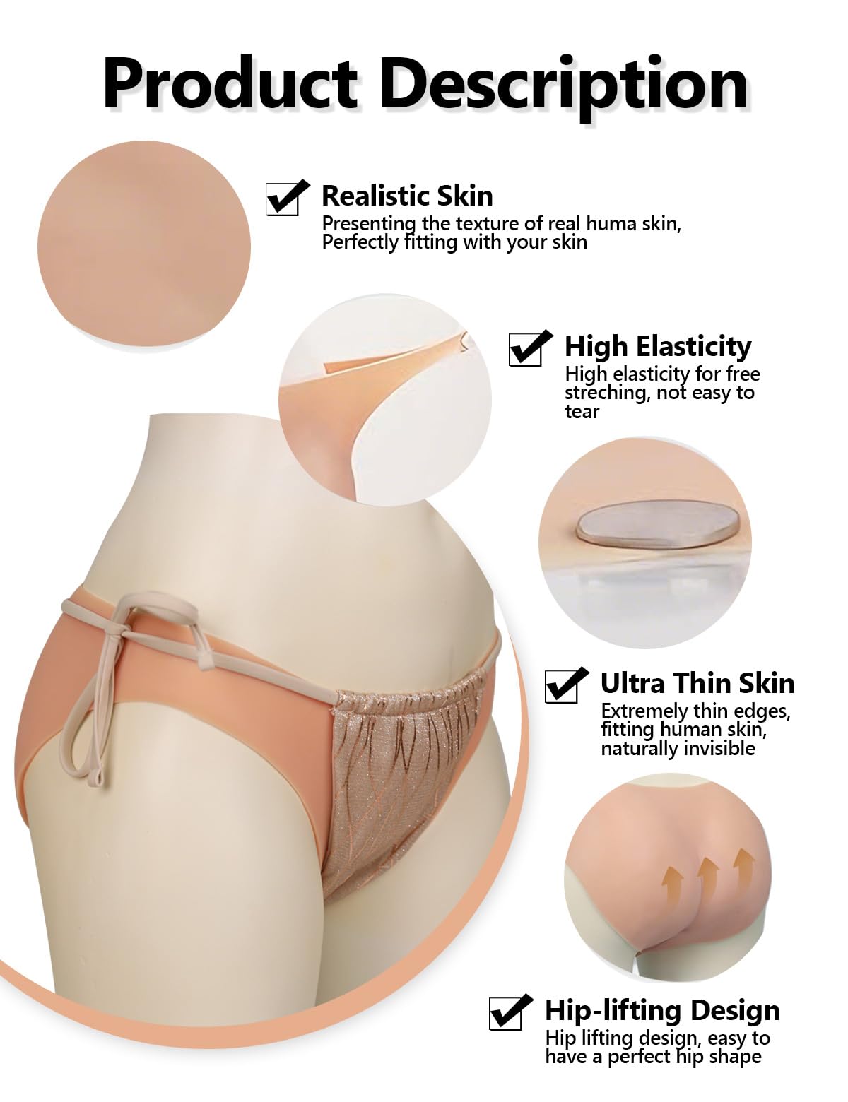 Silicone Short Triangle Fake Vaginal Panties Hip Enhancer Pants Drag Queens Cosplay Crossdressers Transgender