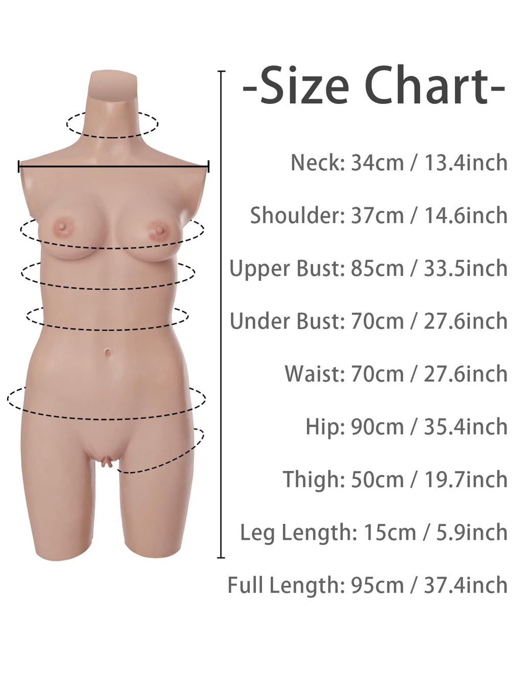 Realistic Silicone Short Bodysuit Breast Form with C-E Cup for Transgender Crossdresser Cosplay Outfit