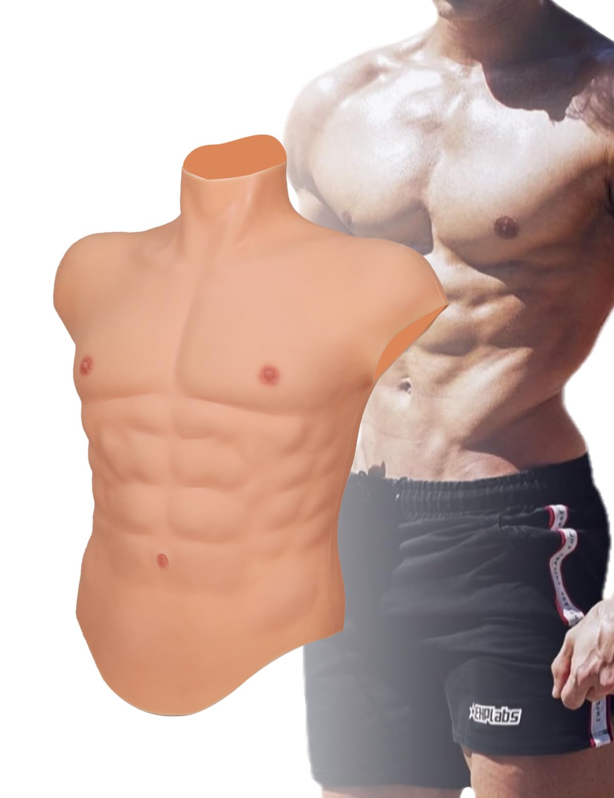 Silicone Muscle Suit High Collar Fake Male Chest Abdomen Custume Realistic Cosplay Transgender Props