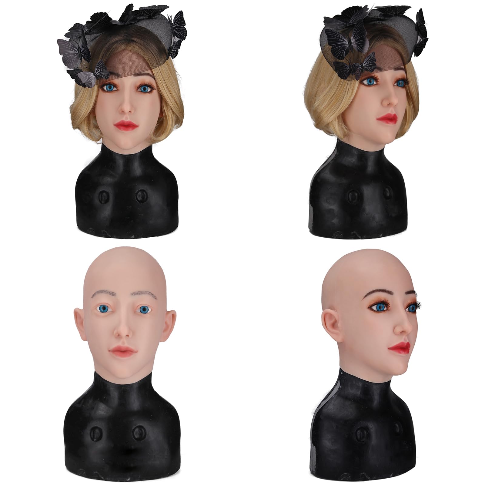 kikookikoo Realistic Female Silicone Mask with Makeup Base for Crossdressing Cosplay Halloween and Performance