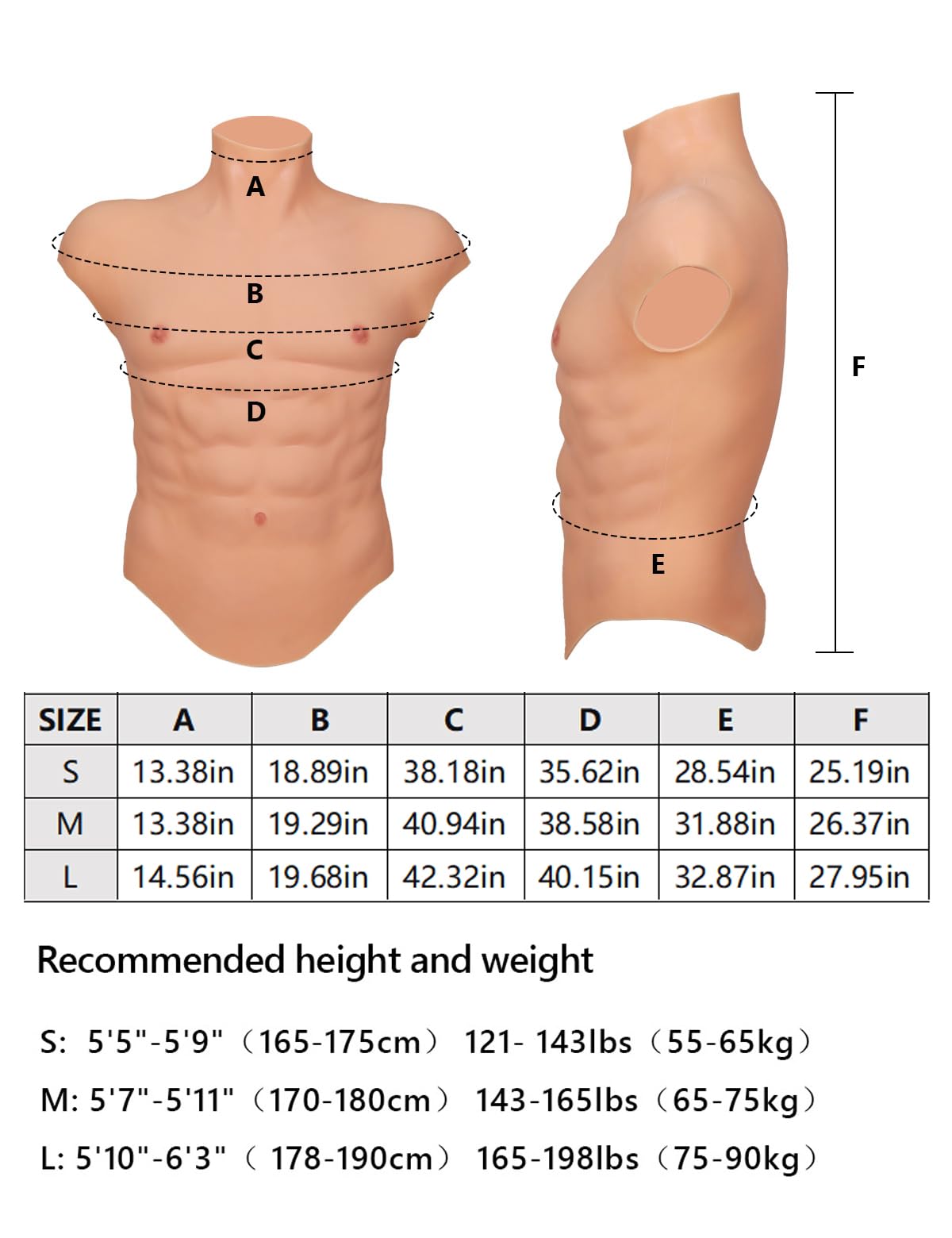 Silicone Muscle Suit High Collar Fake Male Chest Abdomen Custume Realistic Cosplay Transgender Props