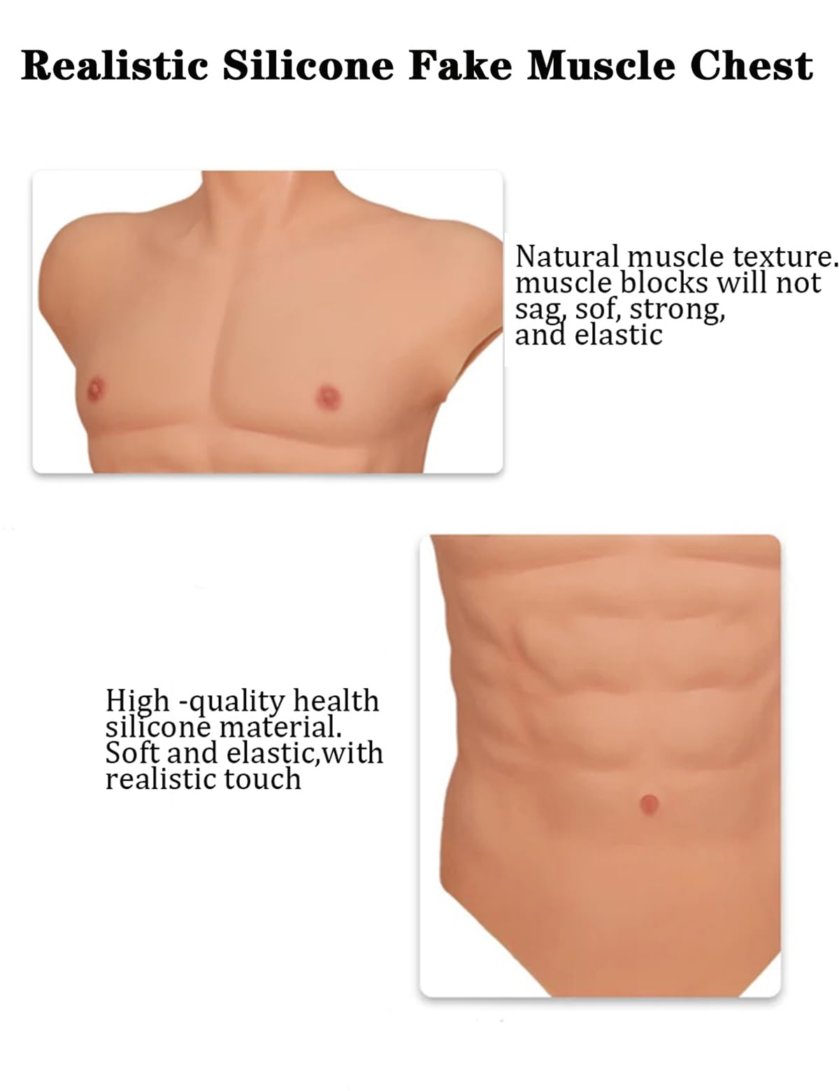 Silicone Muscle Suit High Collar Fake Male Chest Abdomen Custume Realistic Cosplay Transgender Props
