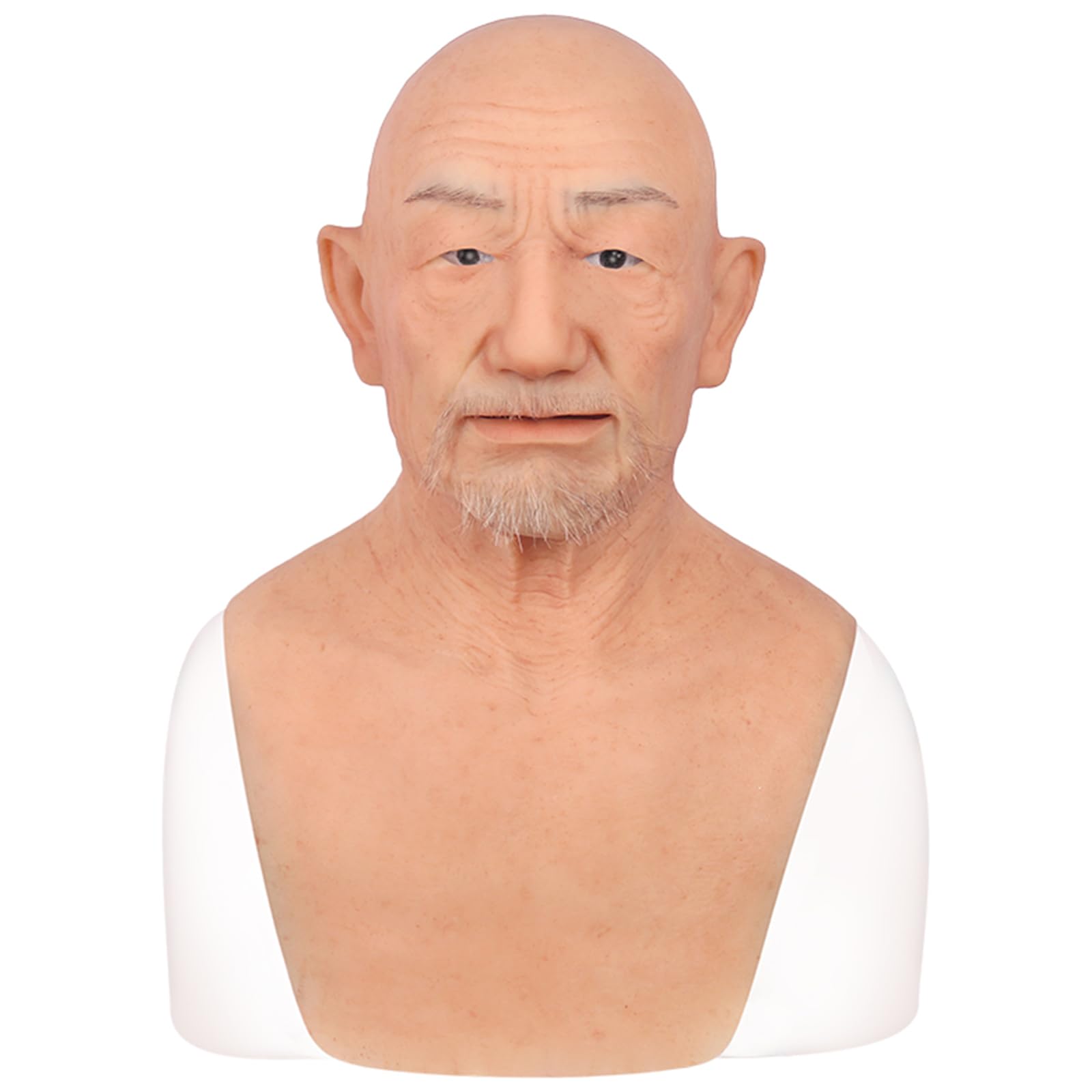 kikookikoo Realistic Old Man Silicone Head Mask for Halloween Cosplay Full Face Skin Makeup without mustache