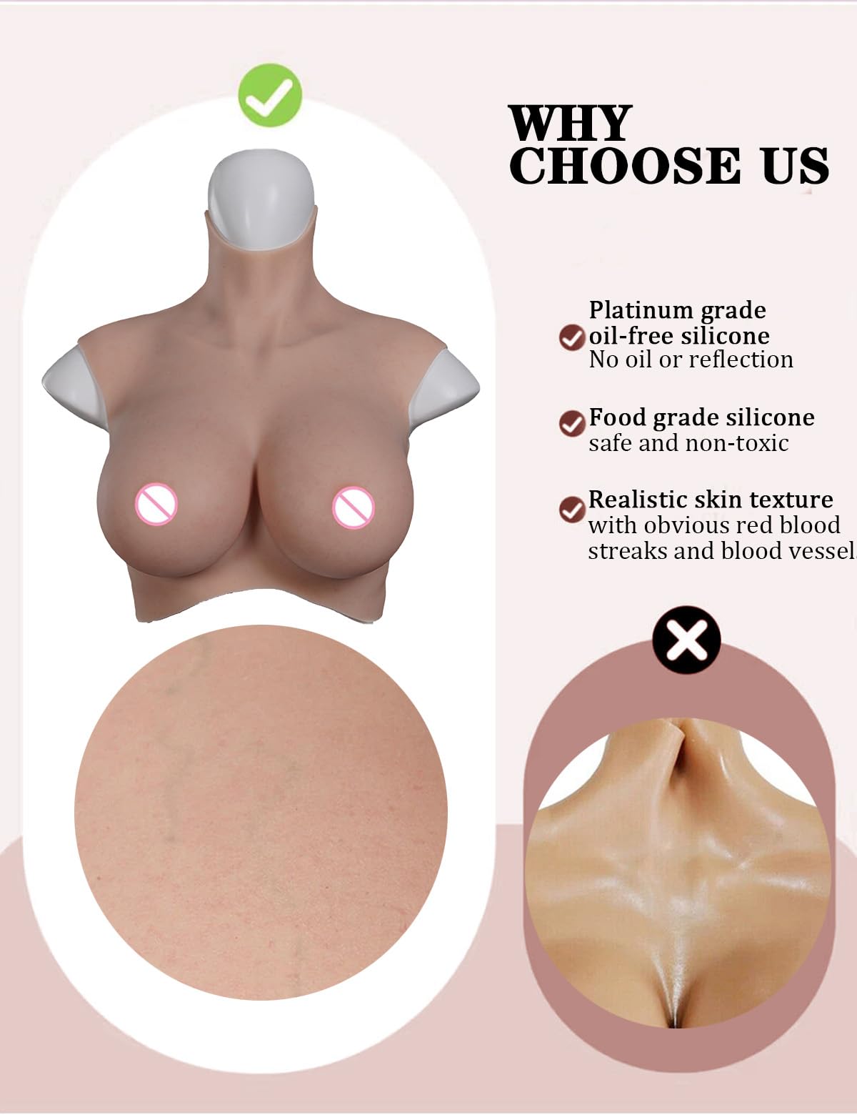 Silicone Breast Plate Forms 8G Oil-free Airbag Silicone Filler Fake Boobs Breastplate Cosplay Transgender