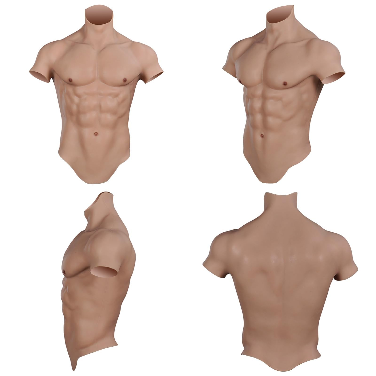 kikookikoo Silicone Muscle for Crossdressers Simulation Male Realistic Muscle High Collar for Transgender Cosplay Halloween