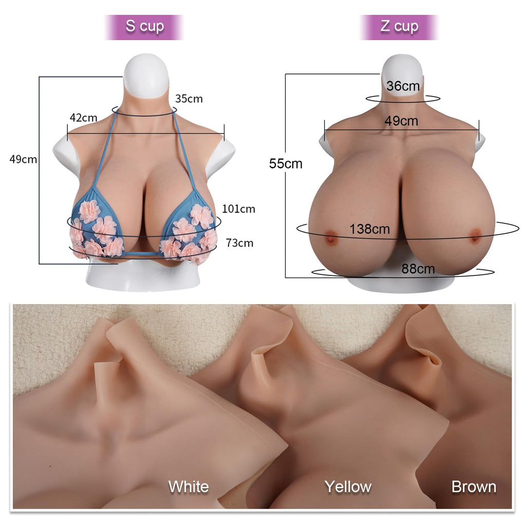 kikookikoo Silicone Breastplate for Crossdressers Bigger Fake Breast forms S/Z plus Cup for Transgender Drag Queen cosplay