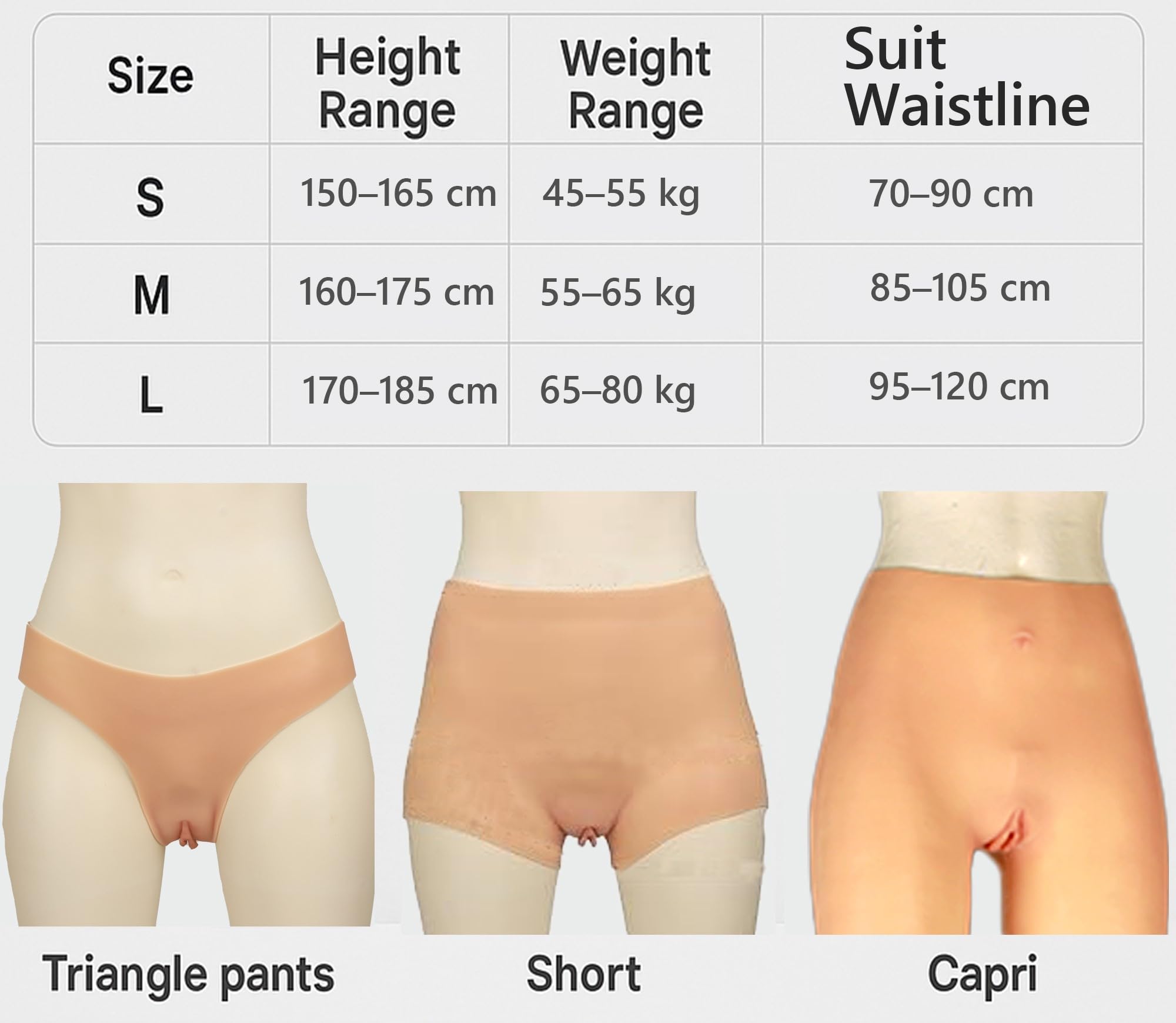 Silicone Prosthetic Vagina Pants for Transgender, Triangle / Hip / Mid-Thigh Styles with Urination Channel