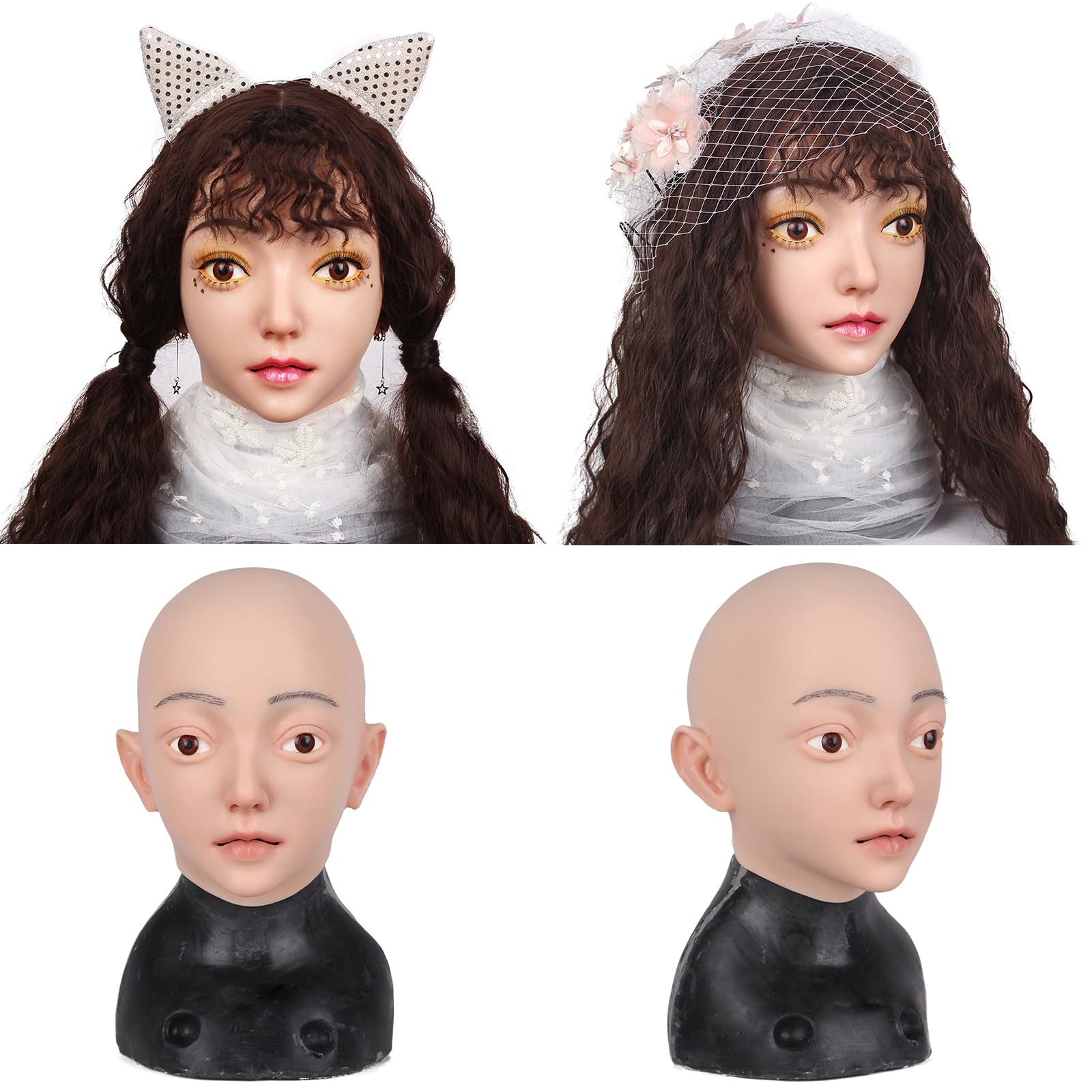 kikookikoo Realistic Silicone Full Face Mask for Adults Female Cosplay Halloween Crossdresser Party Transformation