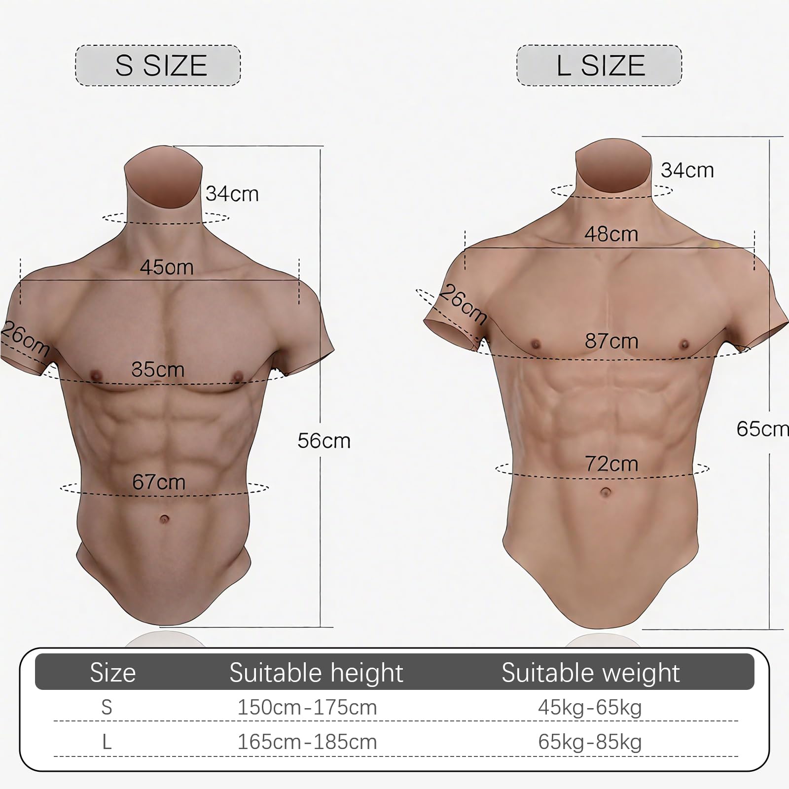 kikookikoo Silicone Muscle for Crossdressers Simulation Male Realistic Muscle High Collar for Transgender Cosplay Halloween